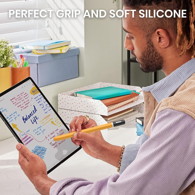 For Apple Pencil 2 AhaStyle JY16-2 Silicone Case Retro Non-slip and Anti-drop Pen Cover(Yellow) - free shipping - PMC Jewellery - Order now!