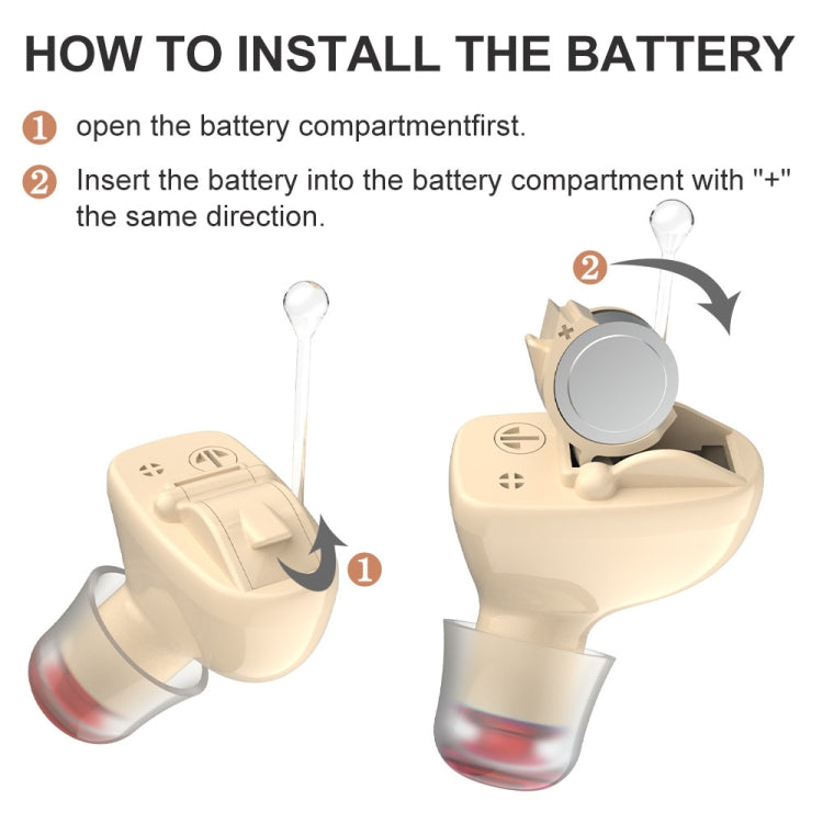 1pair  Invisible In-Ear Hearing Aid Sound Amplifier For The Elderly And Hearing Impaired(Skin)