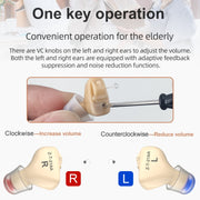 1pair  Invisible In-Ear Hearing Aid Sound Amplifier For The Elderly And Hearing Impaired(Red and Blue)