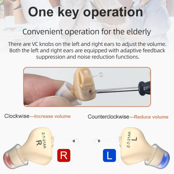 1pair  Invisible In-Ear Hearing Aid Sound Amplifier For The Elderly And Hearing Impaired(Red and Blue)