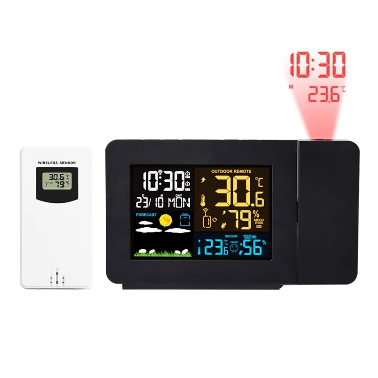 Household Color Screen Temperature And Humidity Meter Weather Forecast Projection Clock, Model: EU Plug - Novelty Clock by PMC TechLife | Online Shopping South Africa | PMC TechLife | Buy Now Pay Later Mobicred