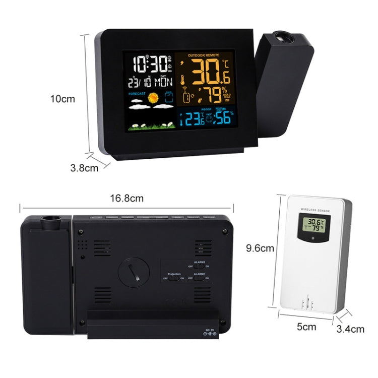 Household Color Screen Temperature And Humidity Meter Weather Forecast Projection Clock, Model: UK Plug - Novelty Clock by PMC TechLife | Online Shopping South Africa | PMC TechLife | Buy Now Pay Later Mobicred