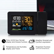 Household Color Screen Temperature And Humidity Meter Weather Forecast Projection Clock, Model: UK Plug
