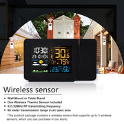 Household Color Screen Temperature And Humidity Meter Weather Forecast Projection Clock, Model: UK Plug
