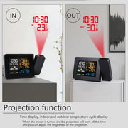 Household Color Screen Temperature And Humidity Meter Weather Forecast Projection Clock, Model: UK Plug