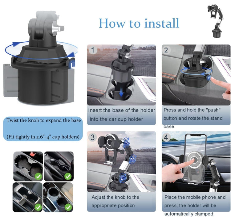 Universal Long Tube 3 Joints Adjustable Car Water Cup Position Cell Phone Holder(S0666A Silver) - Car Holders by PMC TechLife | Online Shopping South Africa | PMC TechLife | Buy Now Pay Later Mobicred