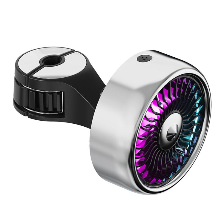 FE052 RGB Color Light USB Plug-in Clip-on Car Rear Seat Headrest Fan(Black Silver) - Heating & Fans by PMC TechLife | Online Shopping South Africa | PMC TechLife | Buy Now Pay Later Mobicred