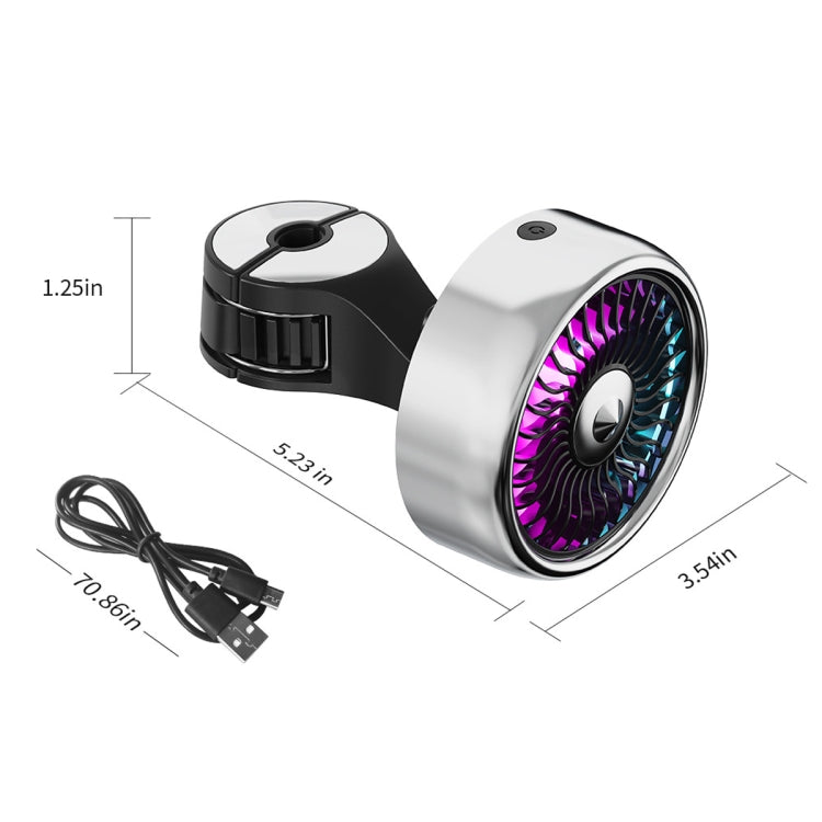 FE052 RGB Color Light USB Plug-in Clip-on Car Rear Seat Headrest Fan(Black Silver) - Heating & Fans by PMC TechLife | Online Shopping South Africa | PMC TechLife | Buy Now Pay Later Mobicred