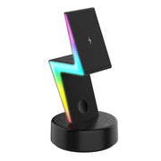 For Apple Series 3 In 1 RGB Light Magsafe Magnetic Mobile Phone Holder Wireless Charger(Black)