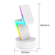 For Apple Series 3 In 1 RGB Light Magsafe Magnetic Mobile Phone Holder Wireless Charger(Black)