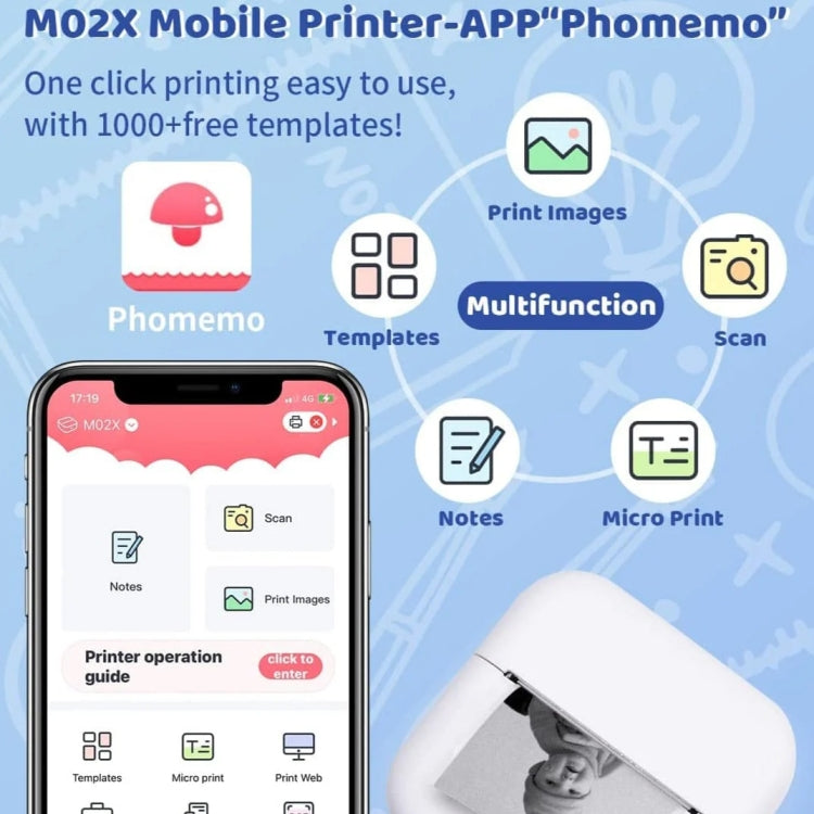 Phomemo M02X Inkless Pocket Printer Bluetooth Thermal Portable Sticker Maker Machine(Green)