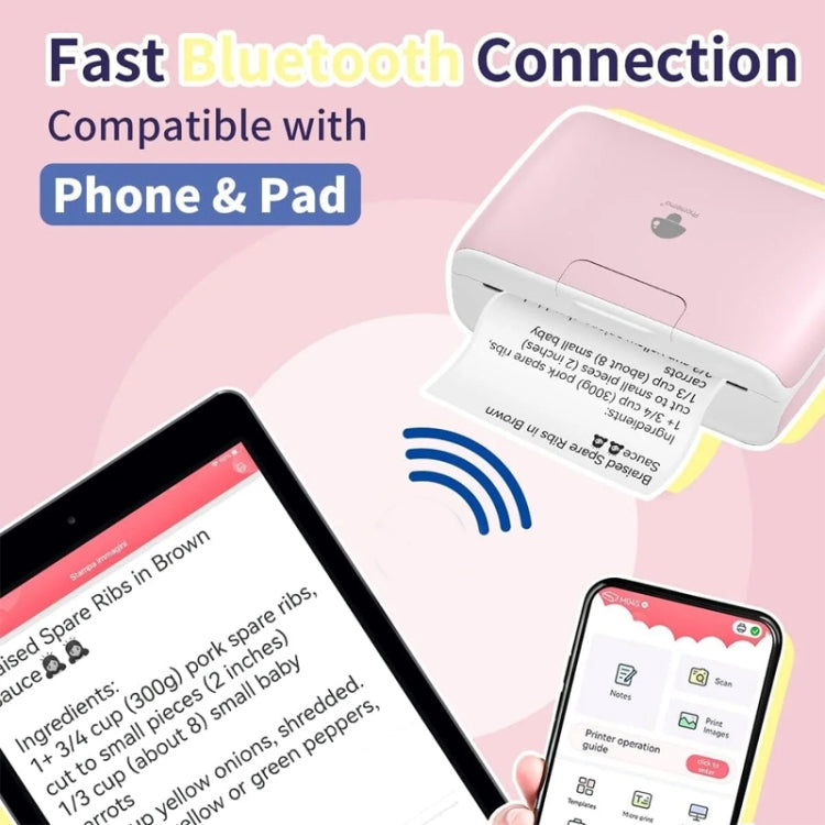Phomemo M04S Thermal Printer Support 4 Inch Printing Width 300dpi Bluetooth Inkless Printer(Pink)