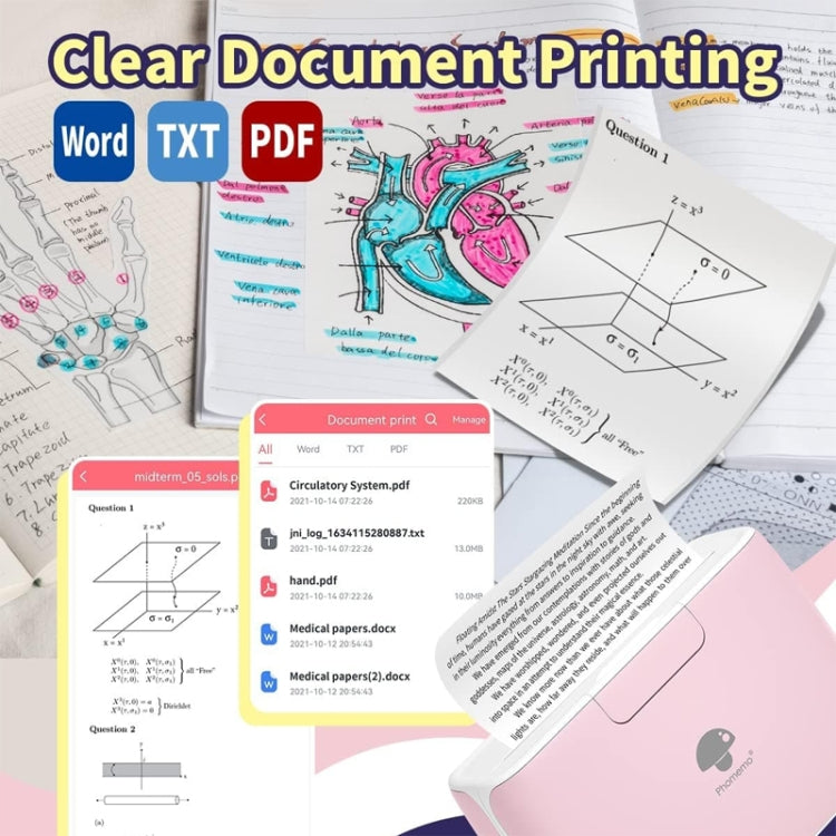 Phomemo M04S Thermal Printer Support 4 Inch Printing Width 300dpi Bluetooth Inkless Printer(Pink)