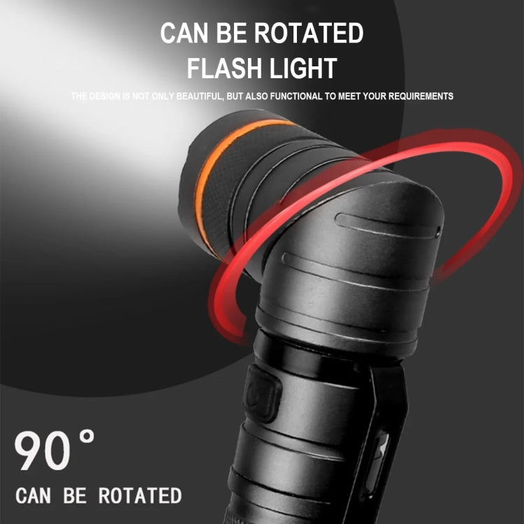 90 Degree Foldable Flashlight White / Red / Green Lights Water-resistant Magnetic Torch Built In 18650 Lithium Battery
