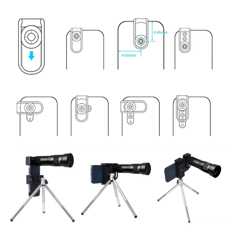 38X Mobile Phone Telephoto Lens Set Monocular Telescope With Tripod - Telescope & Microscope by PMC Jewellery | Online Shopping South Africa | PMC Jewellery | Buy Now Pay Later Mobicred
