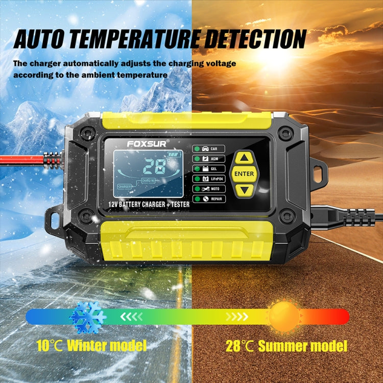 FOXSUR Cars Motorcycles 12V Lithium Cattery Charger With Battery Detection(EU Plug) - Battery Charger by FOXSUR | Online Shopping South Africa | PMC TechLife | Buy Now Pay Later Mobicred