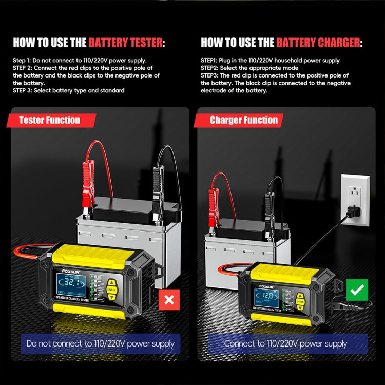 FOXSUR Cars Motorcycles 12V Lithium Cattery Charger With Battery Detection(AU Plug)