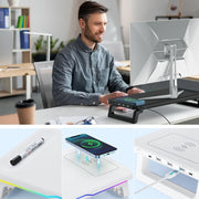 RGB Computer Monitor Stand Riser 3 USB 2.0 +1 Type-C Ports, Spec: Basic Black