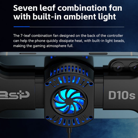 BSP-D10S Wireless Stretch Game Controller With Heat Dissipation Fan for Switch / Android / IOS / PC / PS3 / PS4(Black)