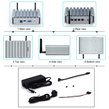 HYSTOU P09B-J4125-4L 8GB DDR4+128GB SSD Industrial Computer Soft Route From 2.5G Multi -Network HTPC Server Mini Console(With EU Adapter) - free shipping - PMC Jewellery - Order now!