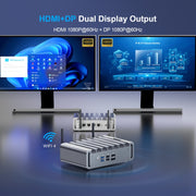 HYSTOU P09B-J4125-4L 8GB DDR4+128GB SSD Industrial Computer Soft Route From 2.5G Multi -Network HTPC Server Mini Console(With EU Adapter)