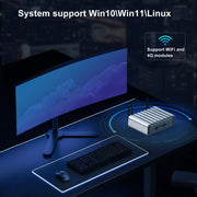 HYSTOU P09B-J4125-4L 8GB DDR4+128GB SSD Industrial Computer Soft Route From 2.5G Multi -Network HTPC Server Mini Console(With EU Adapter)