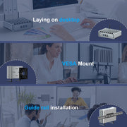 HYSTOU P09B-J4125-4L 8GB DDR4+128GB SSD Industrial Computer Soft Route From 2.5G Multi -Network HTPC Server Mini Console(With US Adapter)