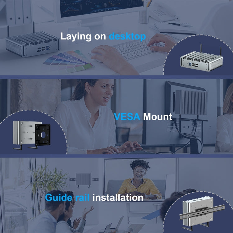 HYSTOU P09B-J4125-4L 8GB DDR4+128GB SSD Industrial Computer Soft Route From 2.5G Multi -Network HTPC Server Mini Console(With EU Adapter)