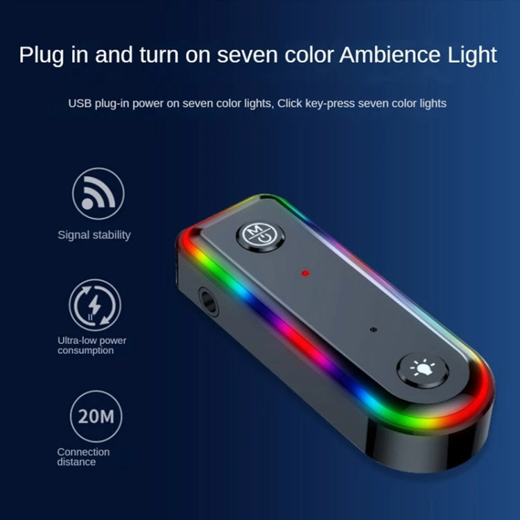 Q3 2-in-1 RGB Light Bluetooth Audio Receiver Launcher Car Audio Adapter