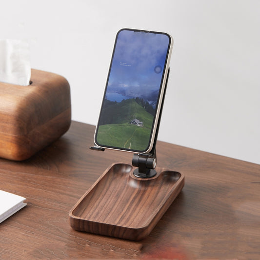 Walnut Desktop Mobile Phone Stand Lifting Folding Tablet Holder with Tray Base - free shipping - PMC Jewellery - Order now!