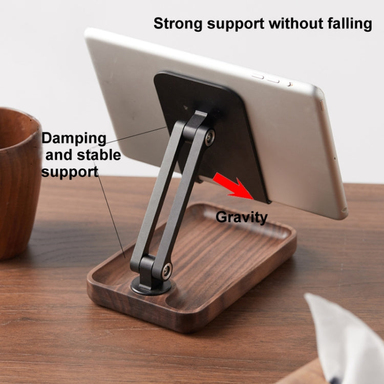 Walnut Desktop Mobile Phone Stand Lifting Folding Tablet Holder with Tray Base - free shipping - PMc TechLife - Order now!