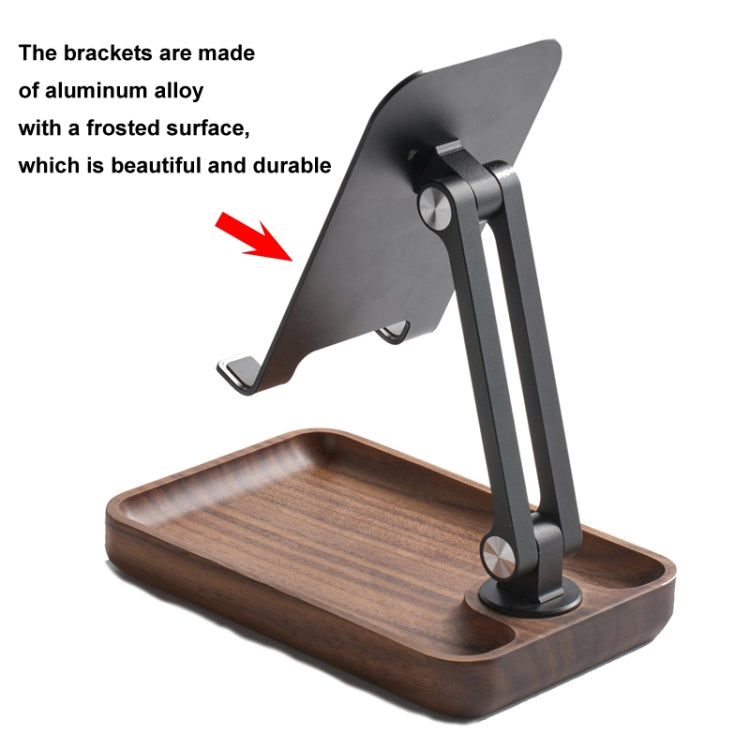 Walnut Desktop Mobile Phone Stand Lifting Folding Tablet Holder with Tray Base - free shipping - PMC Jewellery - Order now!