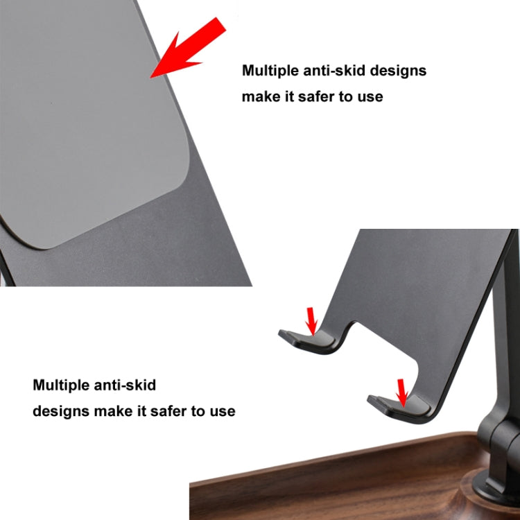 Walnut Desktop Mobile Phone Stand Lifting Folding Tablet Holder with Tray Base - free shipping - PMC Jewellery - Order now!