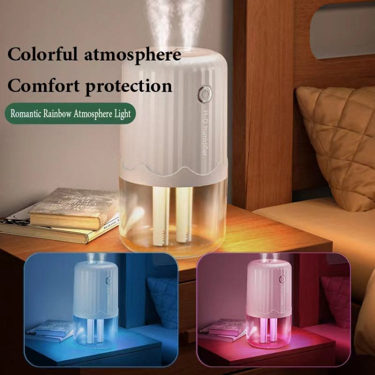 T06 Large-Capacity Atmosphere Night Light Household Dual Spray Air Humidifier, Color: Pink Battery