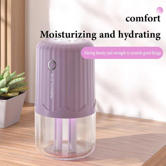 T06 Large-Capacity Atmosphere Night Light Household Dual Spray Air Humidifier, Color: Green Battery