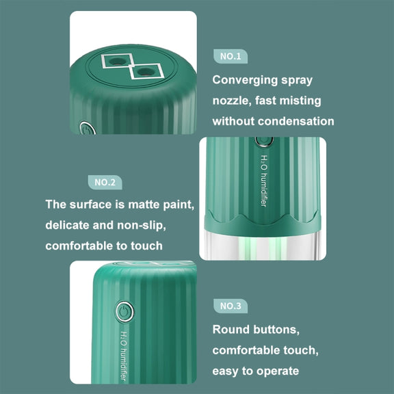 T06 Large-Capacity Atmosphere Night Light Household Dual Spray Air Humidifier, Color: Green Battery