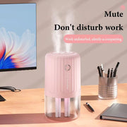 T06 Large-Capacity Atmosphere Night Light Household Dual Spray Air Humidifier, Color: Pink Battery