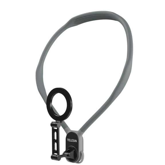 TELESIN MNM-002 Magsafe Magnetic Suction Mobile Phone Hanging Neck POV Viewing Angle Lazy Stand(Gray)