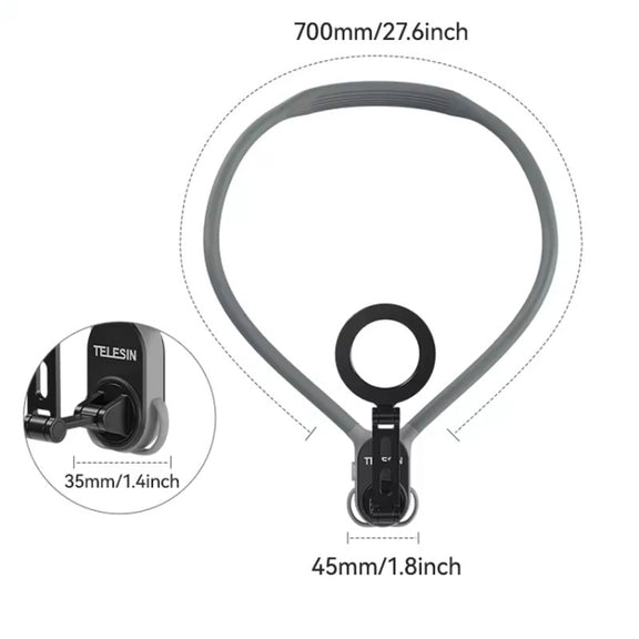 TELESIN MNM-002 Magsafe Magnetic Suction Mobile Phone Hanging Neck POV Viewing Angle Lazy Stand(Sky Blue)
