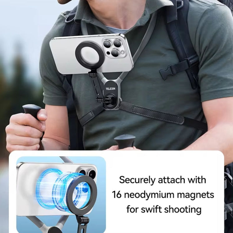 TELESIN MNM-002 Magsafe Magnetic Suction Mobile Phone Hanging Neck POV Viewing Angle Lazy Stand(Gray)