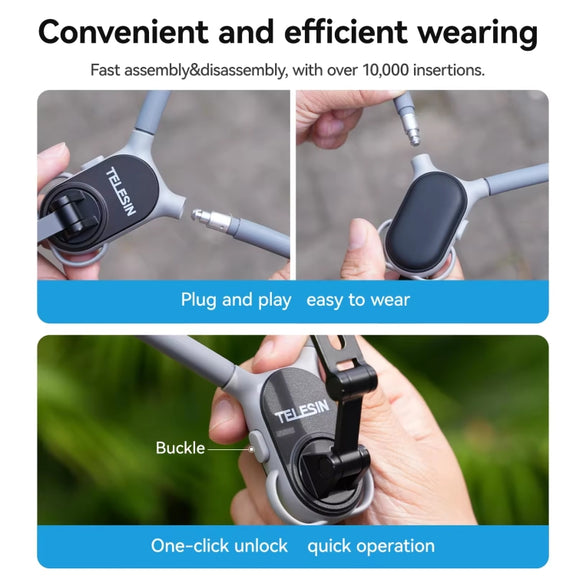TELESIN MNM-002 Magsafe Magnetic Suction Mobile Phone Hanging Neck POV Viewing Angle Lazy Stand(Sky Blue)