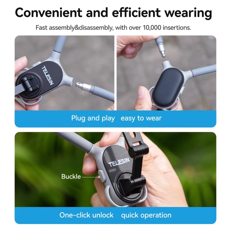 TELESIN MNM-002 Magsafe Magnetic Suction Mobile Phone Hanging Neck POV Viewing Angle Lazy Stand(Sky Blue)