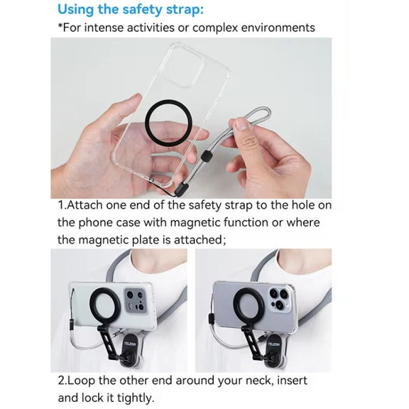 TELESIN MNM-002 Magsafe Magnetic Suction Mobile Phone Hanging Neck POV Viewing Angle Lazy Stand(Sky Blue)
