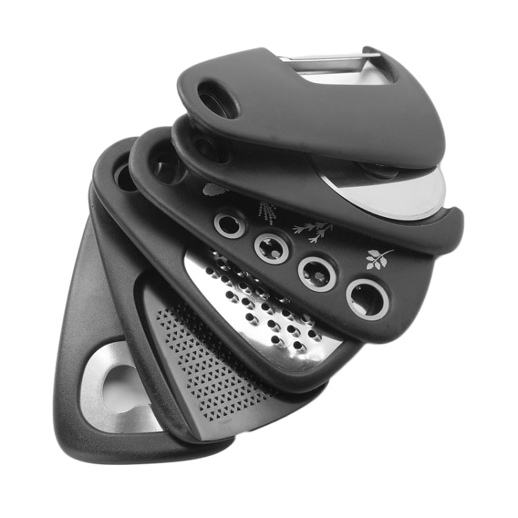 6 In 1 Stackable Kitchen Gadgets Melon Peeler Herb Chopper Garlic Grater Can Opener Pizza Cutter(Black) - free shipping - PMC TechLife - Order now!