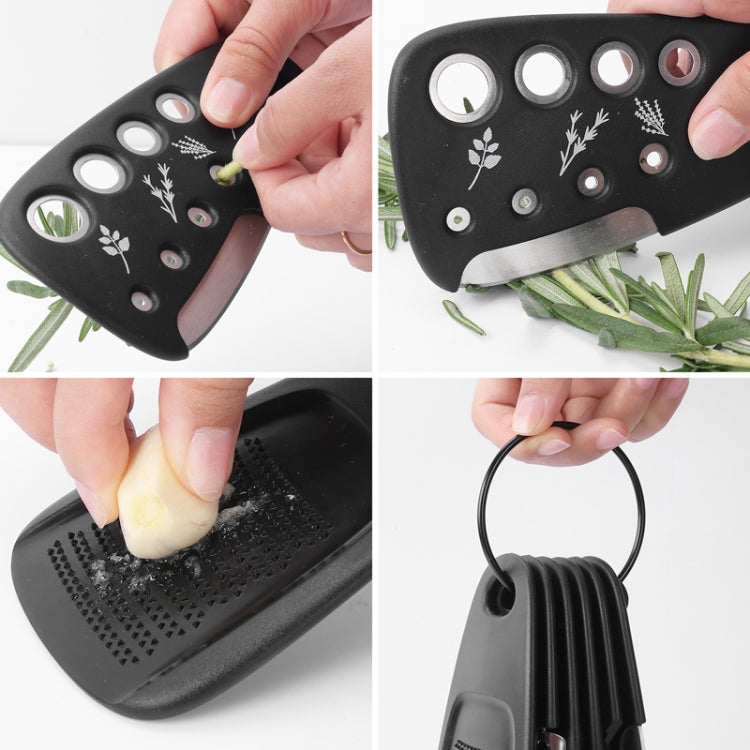 6 In 1 Stackable Kitchen Gadgets Melon Peeler Herb Chopper Garlic Grater Can Opener Pizza Cutter(Black) - free shipping - PMC TechLife - Order now!