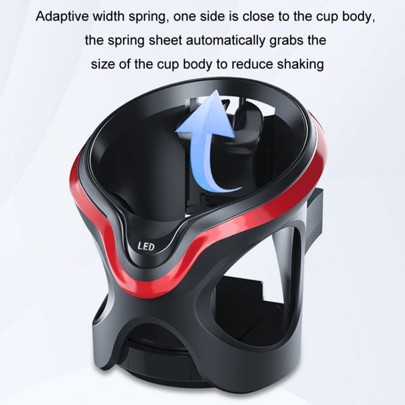 Car Cup Holder Air Conditioner Outlet Multifunctional Storage Rack, Color: Black Red LED Light