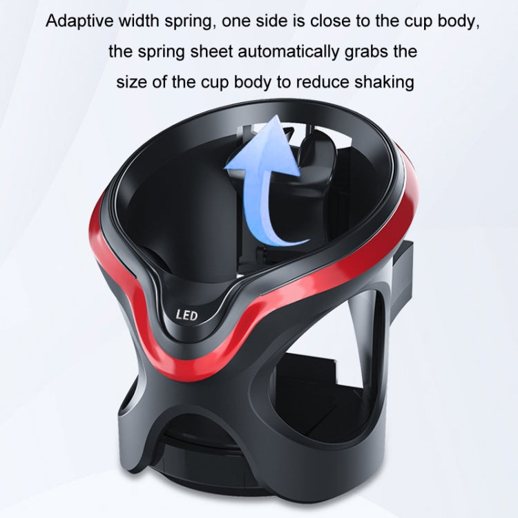 Car Cup Holder Air Conditioner Outlet Multifunctional Storage Rack, Color: Black Red LED Light