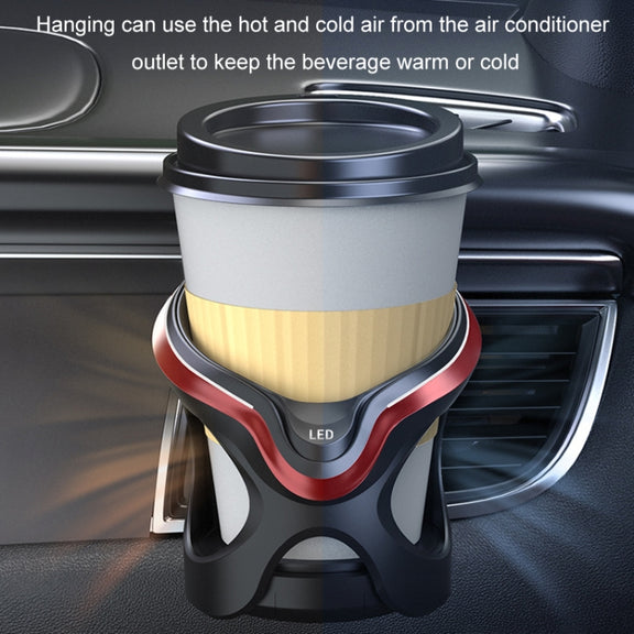 Car Cup Holder Air Conditioner Outlet Multifunctional Storage Rack, Color: Black Red LED Light