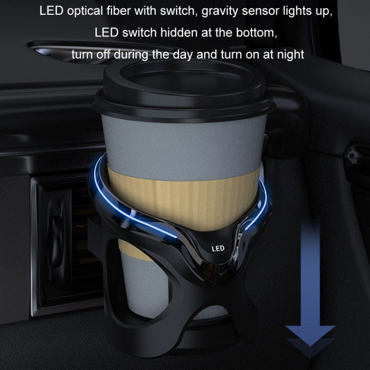 Car Cup Holder Air Conditioner Outlet Multifunctional Storage Rack, Color: Black Red LED Light
