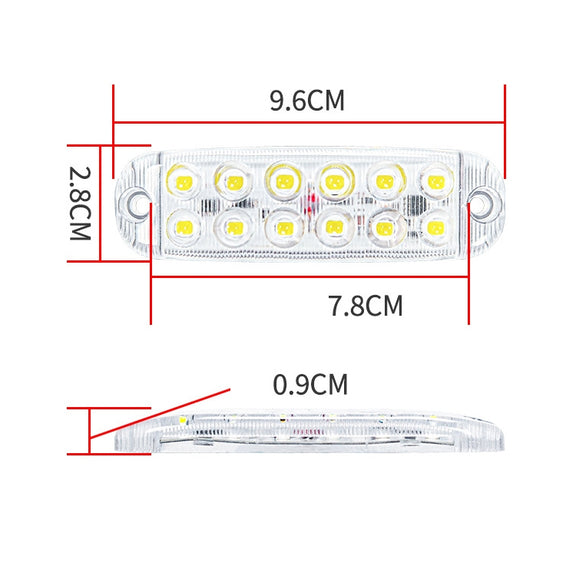 6pcs 12-Bead LED Flashing Warning Lights Motorcycle RV Signal Lights(Yellow Light)